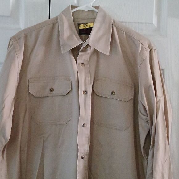 Wrangler tan button down long sleeve casual  work shirt Sz M - Picture 3 of 6